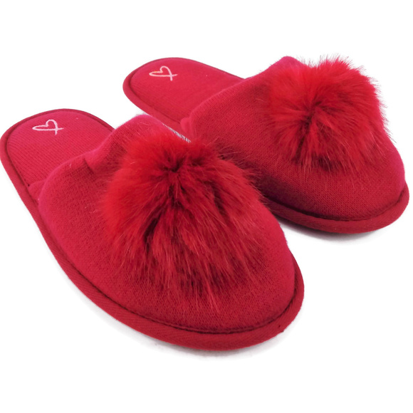 red pom pom slippers